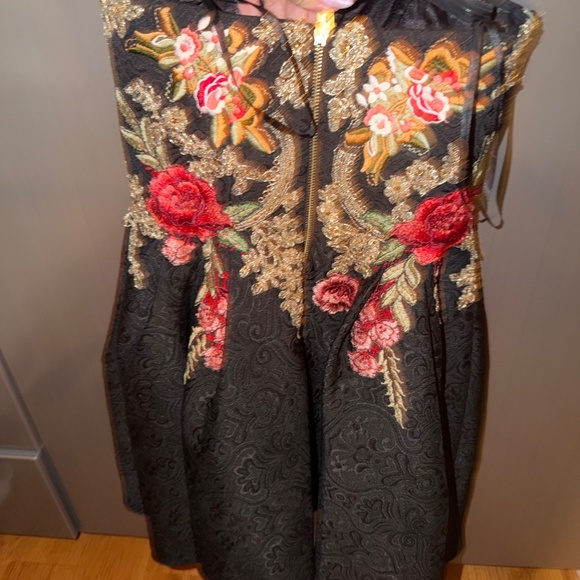 Mac Duggal Strapless Black Floral Embroidered Cocktail Dress - Picture 4 of 5